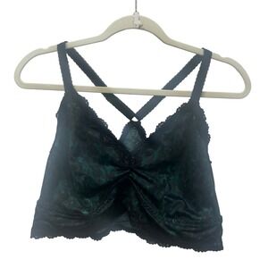 NWT Torrid Black Green Leopard Print Lace Trim Bralette Cami Top Size 2